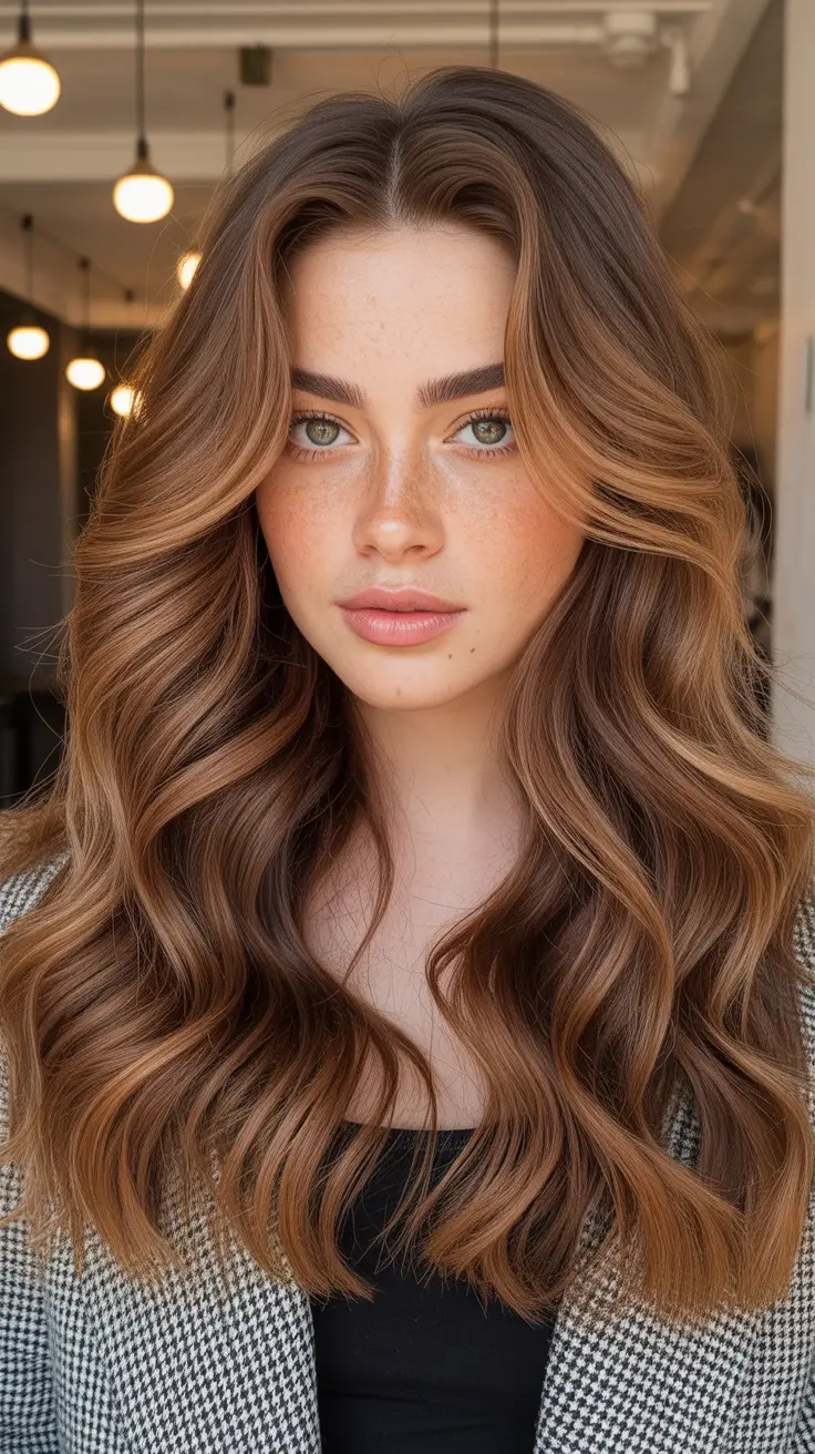 balayage hair color for winter 2025 2026 Hazelnut Glow Balayage