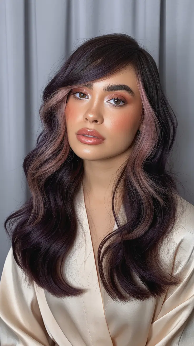 balayage hair color for winter 2025 2026 Lavender Smoke Balayage