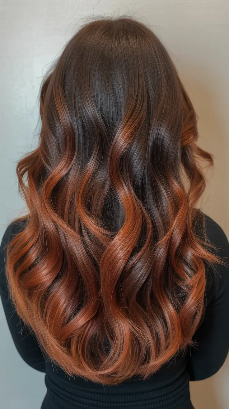 balayage hair color for winter 2025 2026 Spiced Cinnamon Balayage