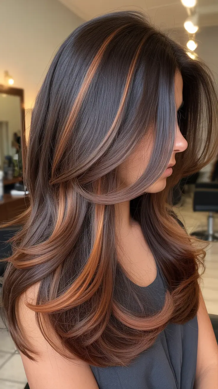 balayage hair color for winter 2025 2026 Chestnut Ribbon Balayage