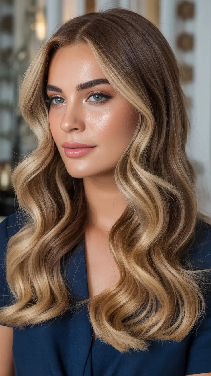 balayage hair color for winter 2025 2026 Golden Ribbon Balayage