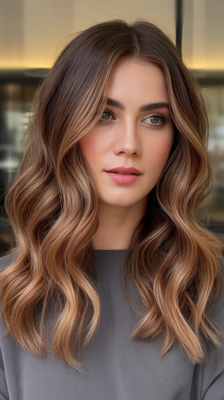 balayage hair color for winter 2025 2026 Toffee Melt Waves