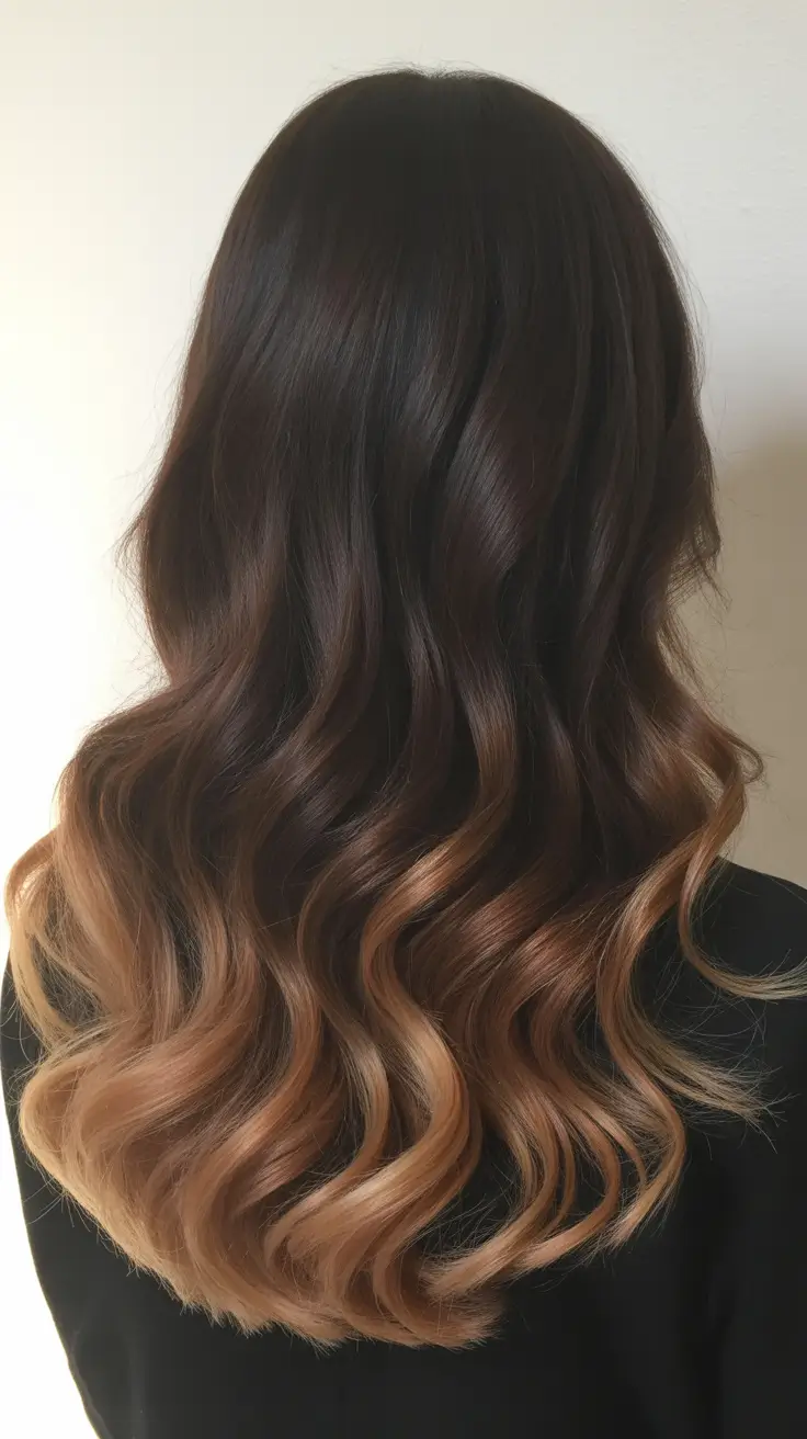 balayage hair color for winter 2025 2026 Rooted Golden Fade