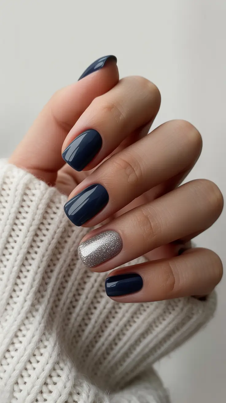 Blue Winter Nails 2025–2026 Midnight Glow Accent