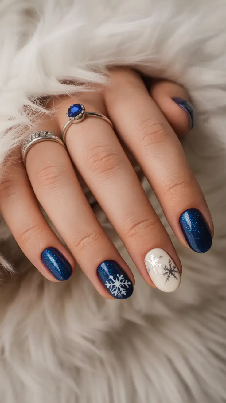Blue Winter Nails 2025–2026 Winter Charm & Snowflakes