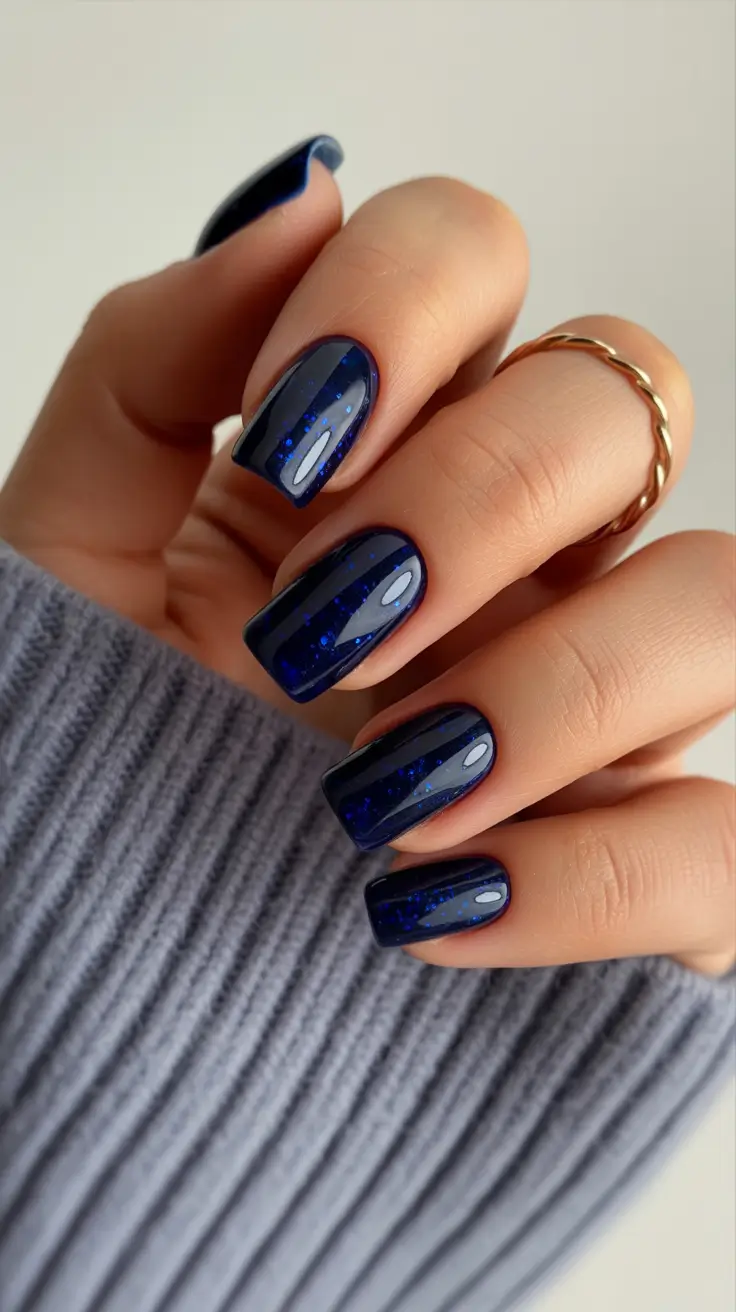 Blue Winter Nails 2025–2026 Deep Galaxy Blue