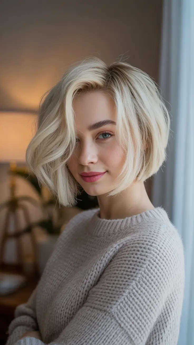 Bob Hairstyles Ideas Winter 2025–2026 Soft Blonde Bob with a Winter Glow