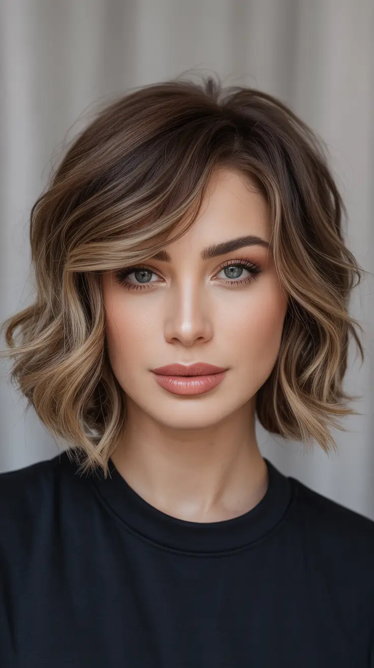 Bob Hairstyles Ideas Winter 2025–2026 Bronzed Balayage Wavy Bob
