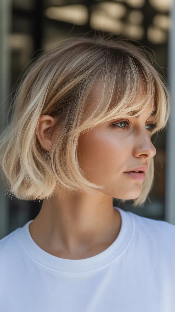 Bob Hairstyles Ideas Winter 2025–2026 Buttery Blonde Bob with Fringe
