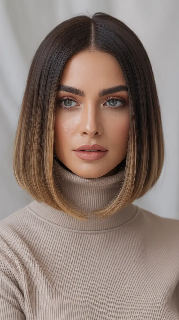 Bob Hairstyles Ideas Winter 2025–2026 Caramel Melt Straight Bob