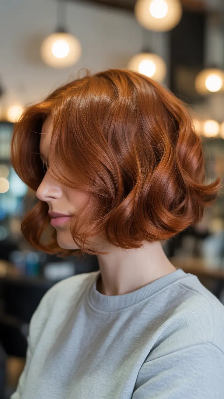 Bob Hairstyles Ideas Winter 2025–2026 Copper Glow Wavy Bob