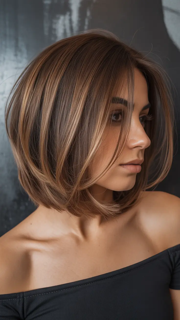 Bob Hairstyles Ideas Winter 2025–2026 Warm Toffee Layered Bob