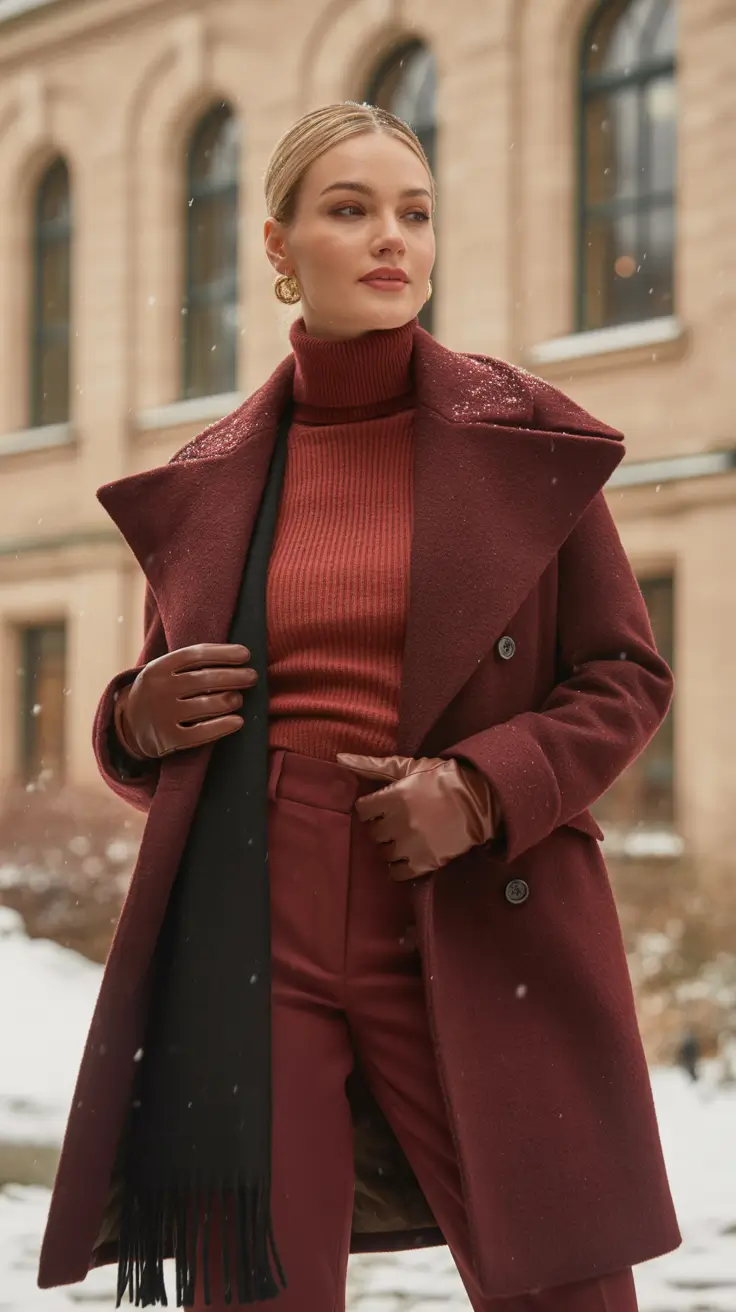 Casual Winter Outfits for Women 2025-2026 Deep Burgundy Layers