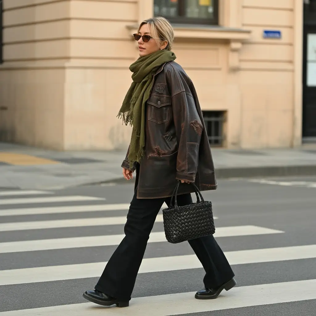 Chic Early Winter Outfit Ideas 2025 2026 Vintage Leather Revival