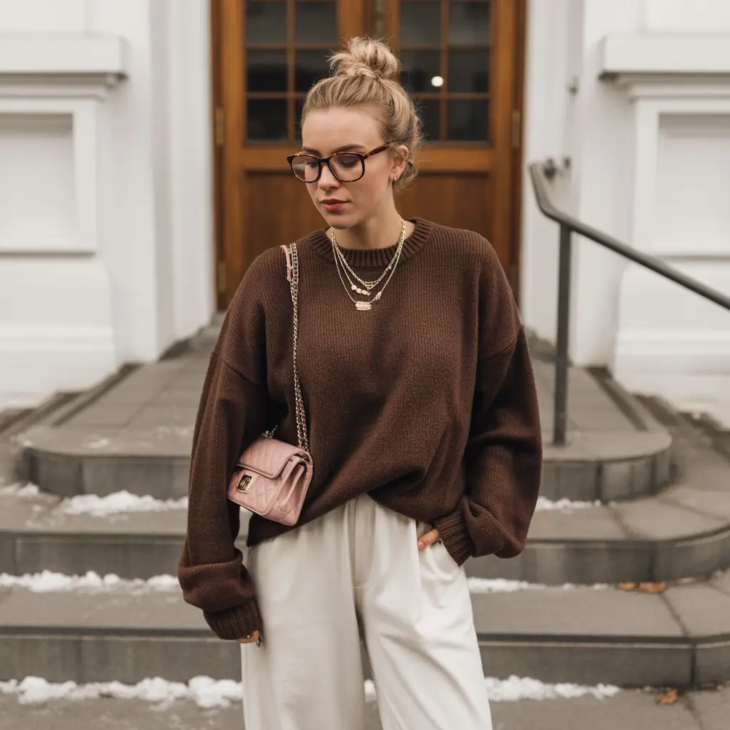 Chic Early Winter Outfit Ideas 2025 2026 Chocolate Luxe with a Feminine Touch