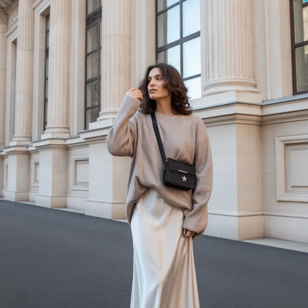 Cozy Outfits to Wear in November 2025 Satin and Knit - The Unexpected Harmony