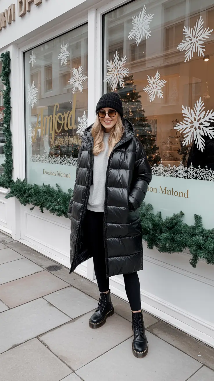 Cozy Puffer Jacket Outfit: Winter 2025 - 2026 Long Black Puffer Elegance