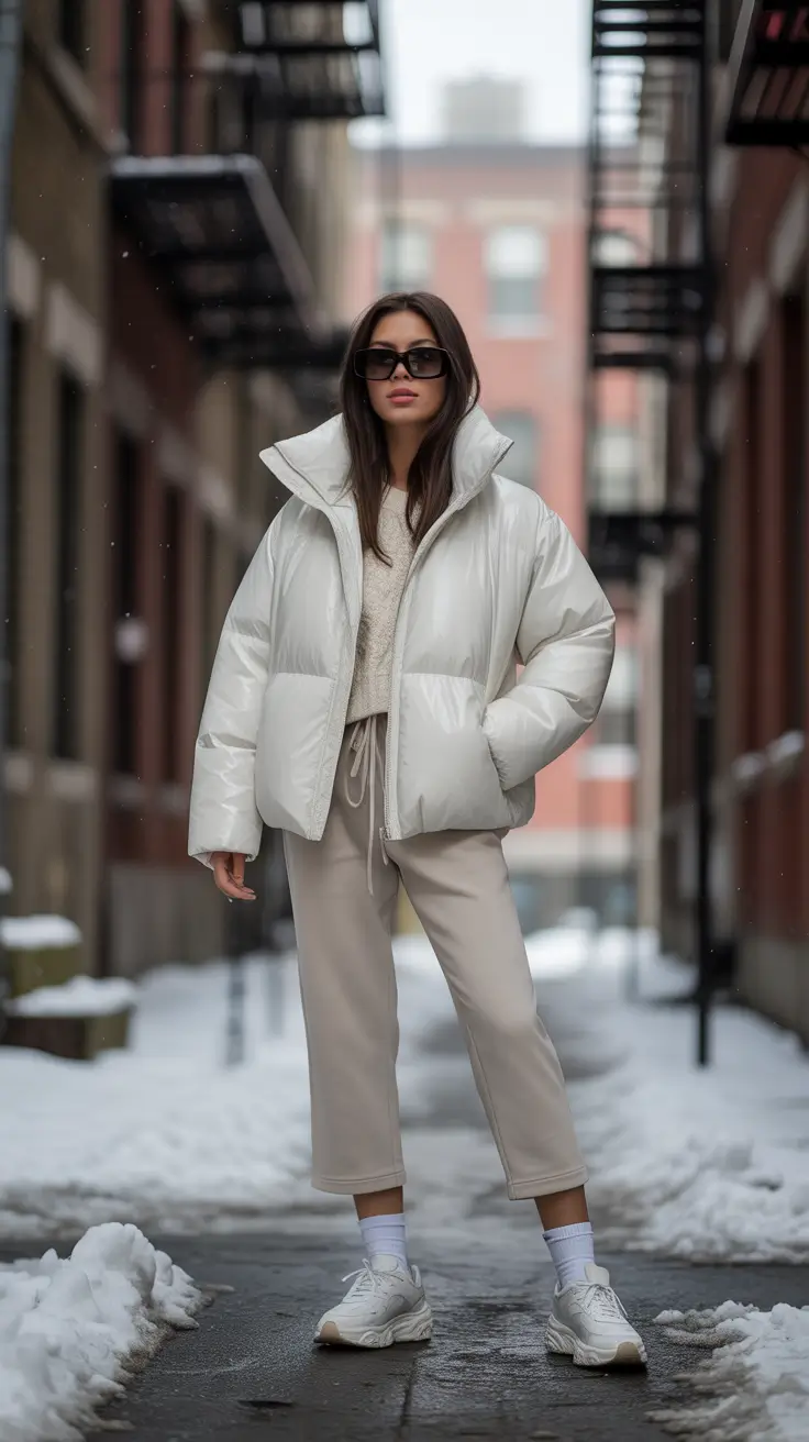 Cozy Puffer Jacket Outfit: Winter 2025 - 2026 Urban Cream Dream