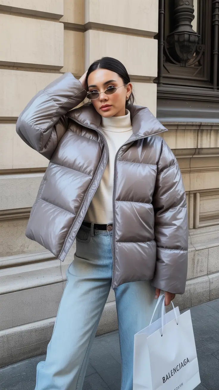 Cozy Puffer Jacket Outfit: Winter 2025 - 2026 Silver Luxe Minimalism