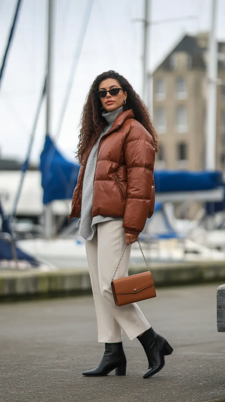 Cozy Puffer Jacket Outfit: Winter 2025 - 2026 Caramel Warmth and Tailored Balance