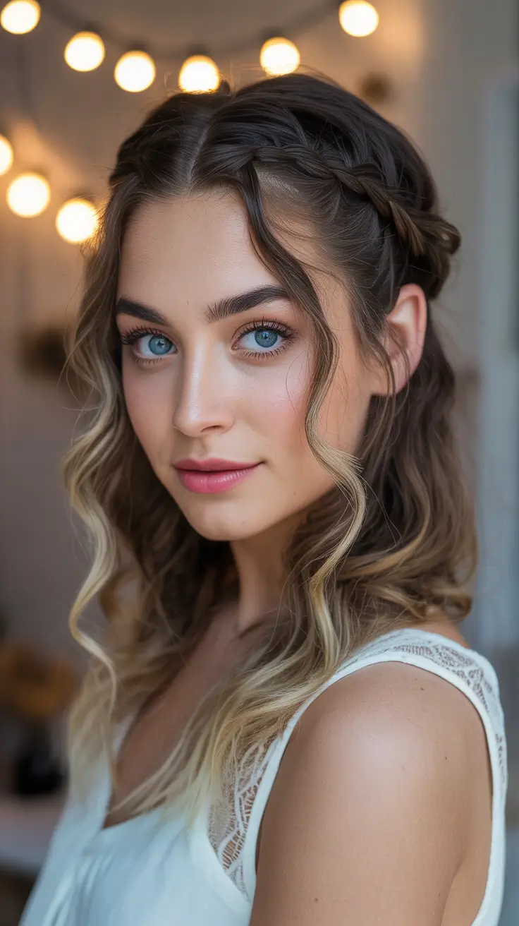 Cute Hairstyles for Winter 2025 2026 Textured Twisted Half-Up Braid