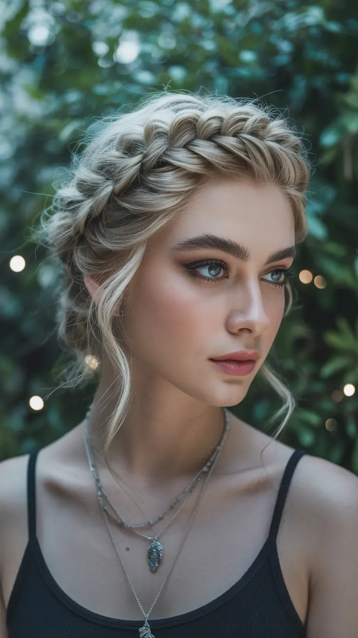 Cute Hairstyles for Winter 2025 2026 Romantic Crown Braid for Winter Evenings