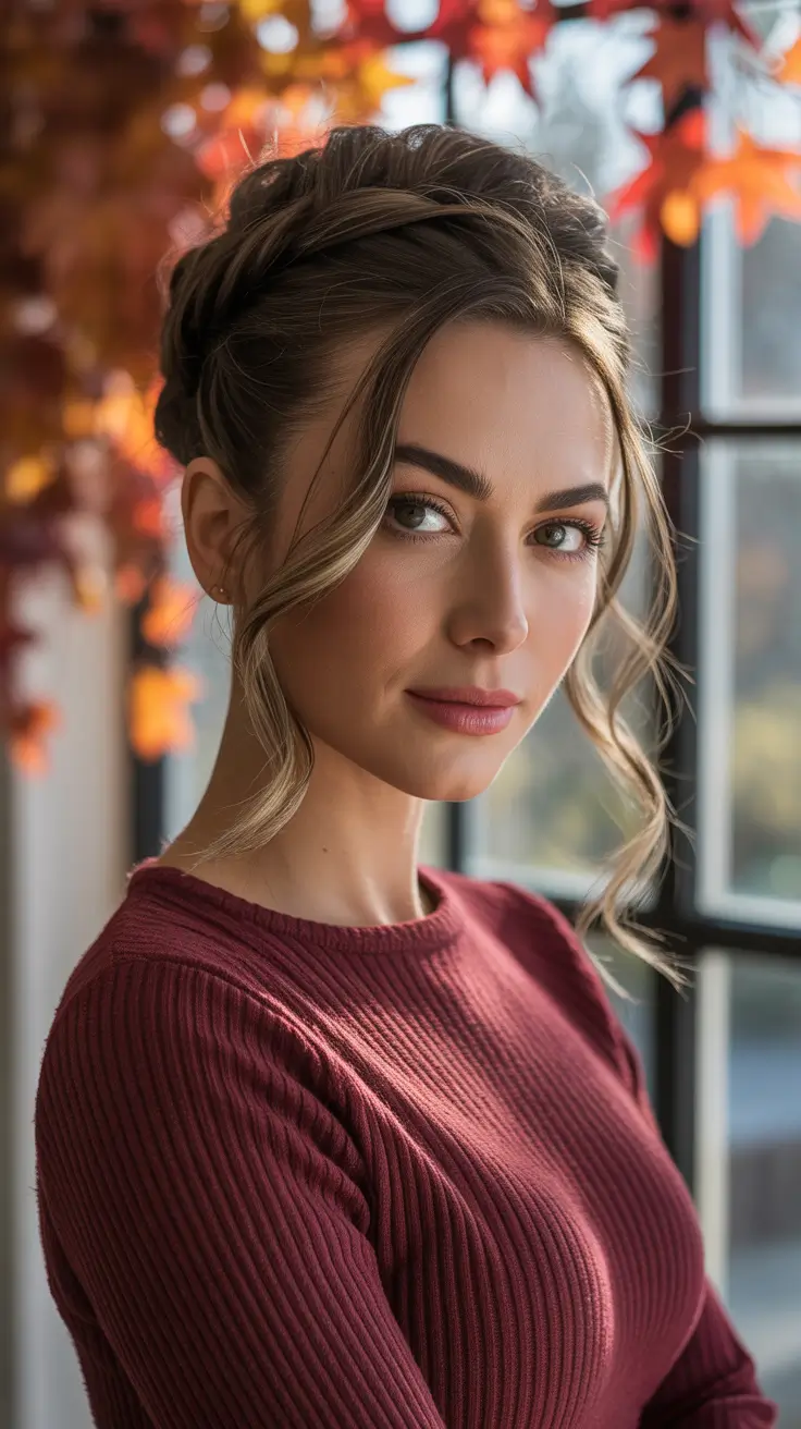 Cute Hairstyles for Winter 2025 2026 Textured Braided Updo with Winter Warmth