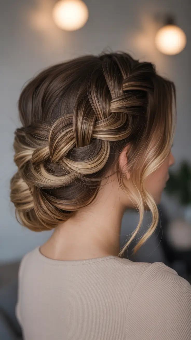 Cute Hairstyles for Winter 2025 2026 Braided Chignon with Golden Dimension