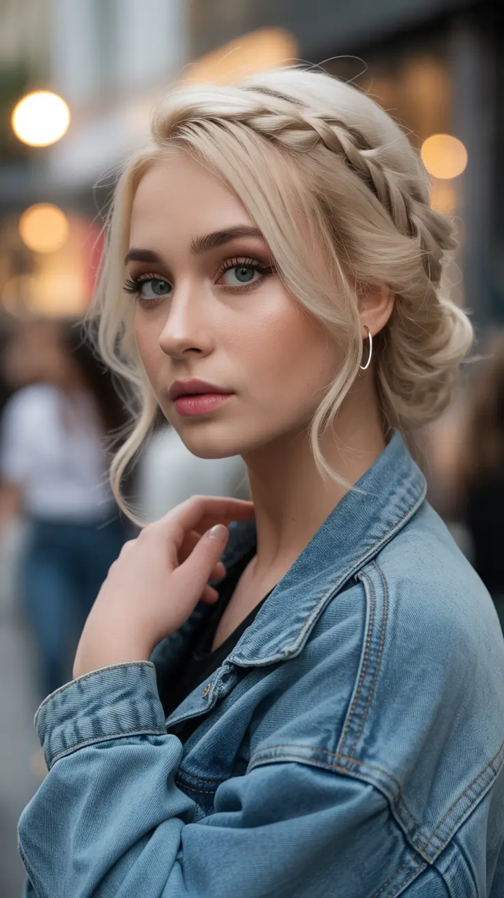 Cute Hairstyles for Winter 2025 2026 Modern Braided Crown with Soft Tendrils