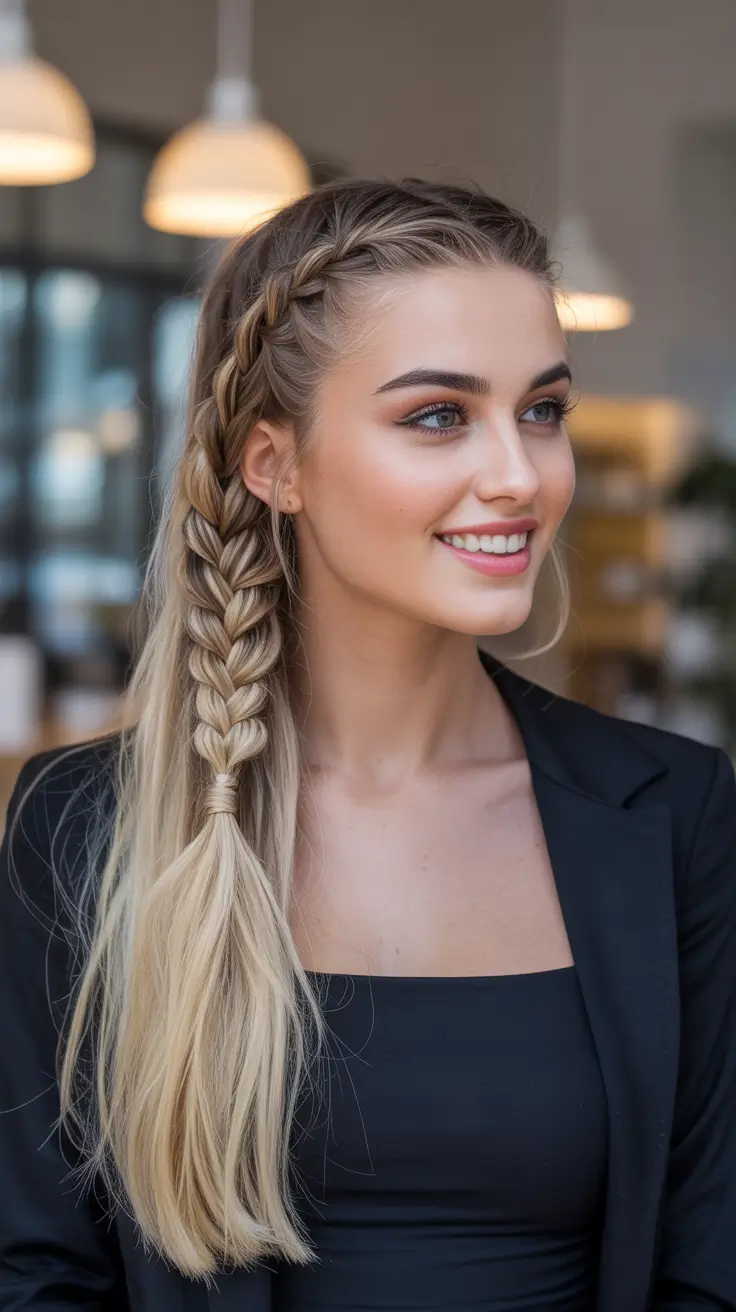 Cute Hairstyles for Winter 2025 2026 Side Braid with a Polished Finish