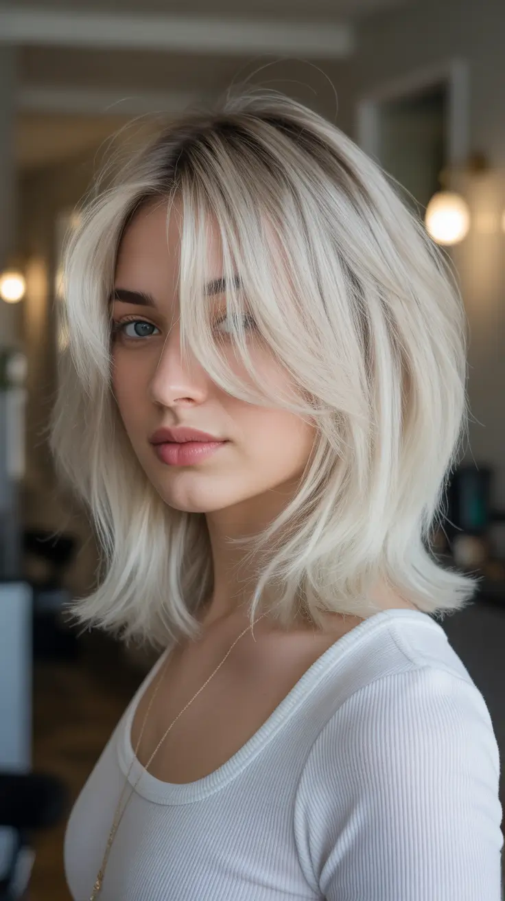 Cute Winter Haircuts 2025-2026 Inspiration Feathered Blonde Layers with a Frosty Glow