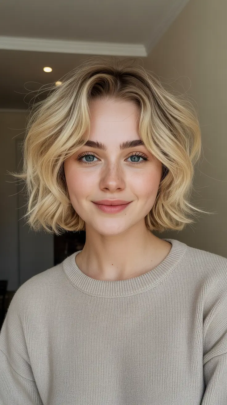 Cute Winter Haircuts 2025-2026 Inspiration Tousled Shaggy Bob with Soft Waves