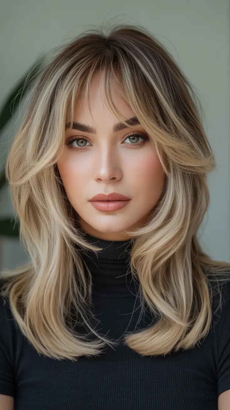 Cute Winter Haircuts 2025-2026 Inspiration Layered Butterfly Cut with Curtain Bangs