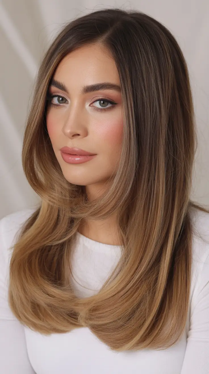 Cute Winter Haircuts 2025-2026 Inspiration Long Polished Layers with a Glossy Finish