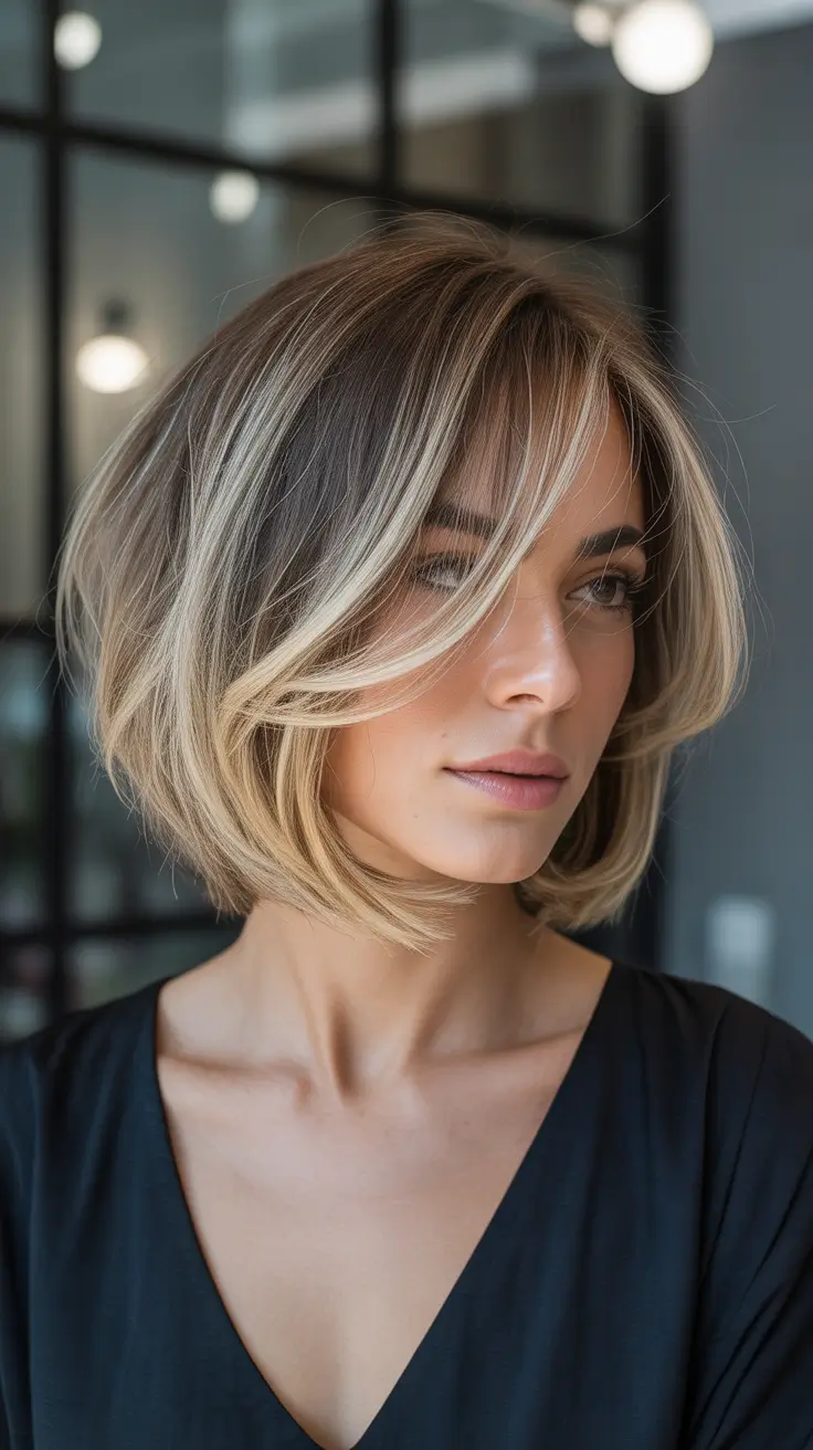 Cute Winter Haircuts 2025-2026 Inspiration Short Layered Bob with Face Framing Highlights