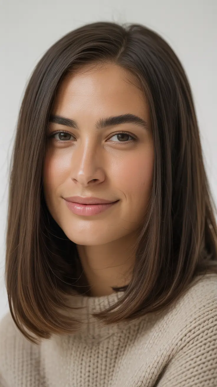 Cute Winter Haircuts 2025-2026 Inspiration Classic Sleek Lob with Natural Shine