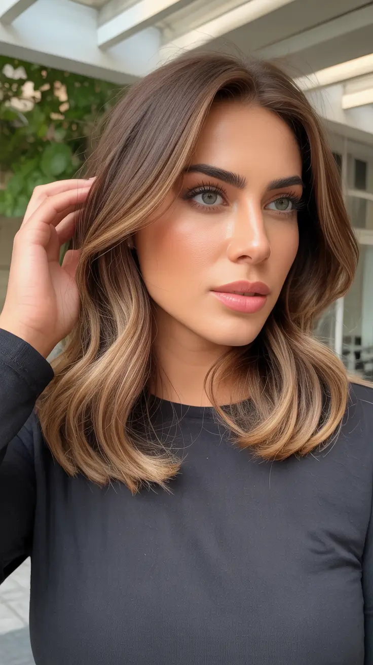 Cute Winter Haircuts 2025-2026 Inspiration Soft Money Piece with Warm Balayage