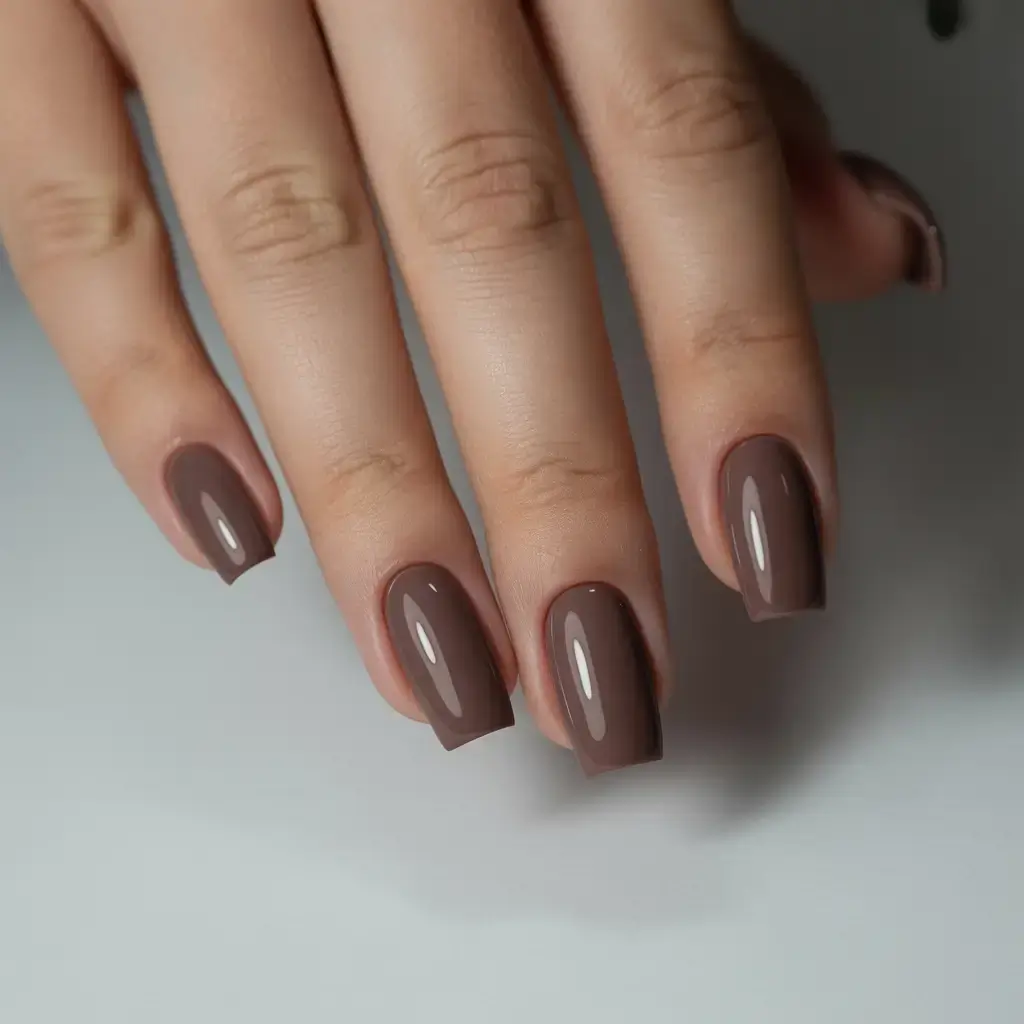 Fall Nail Design and Color for November 2025 Classic Cocoa Minimalism