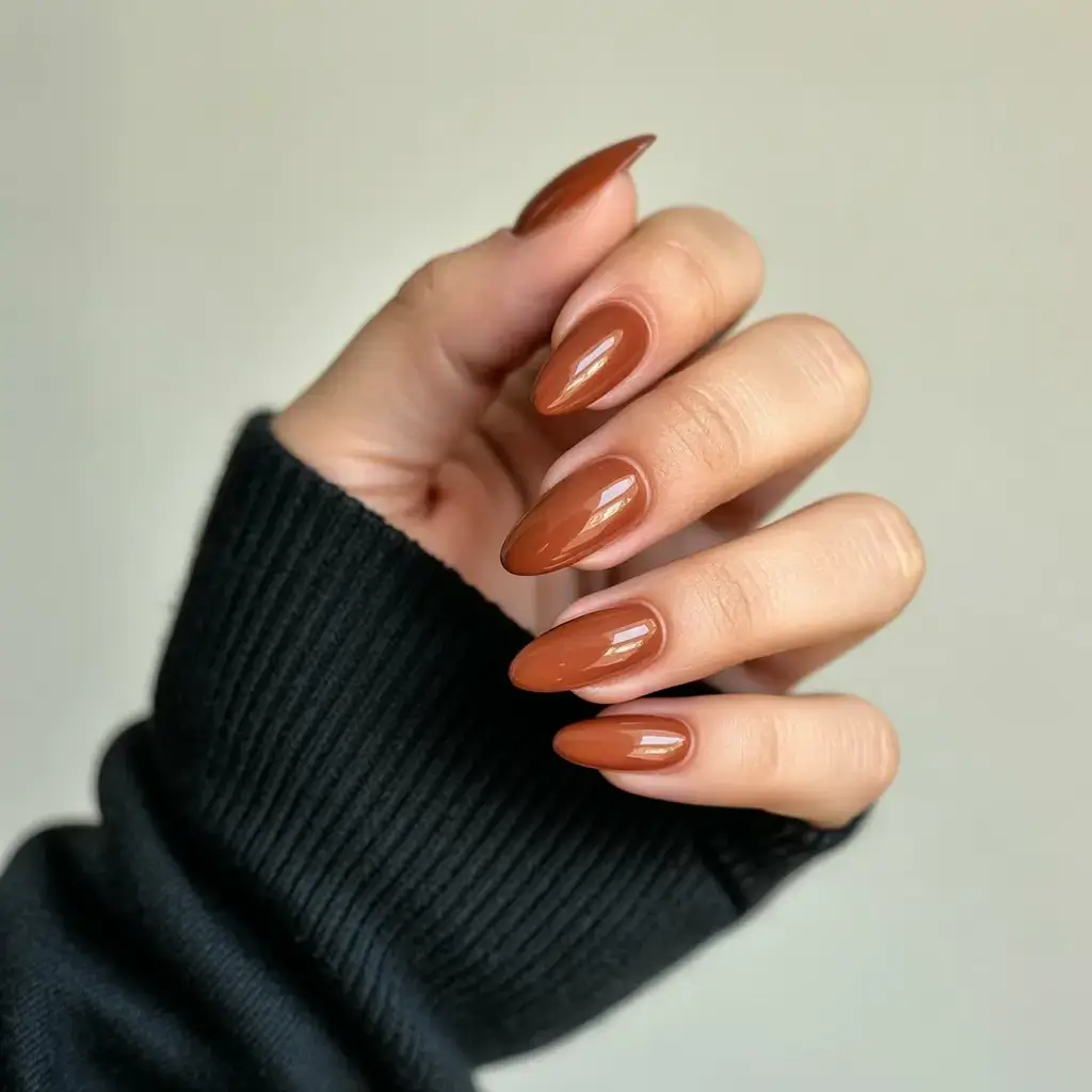 Fall Nail Design and Color for November 2025 Burnt Caramel Simplicity