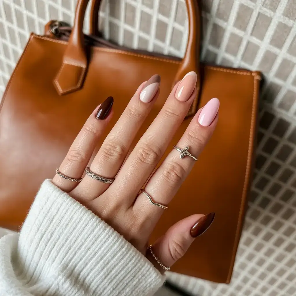 Fall Nail Design and Color for November 2025 Cocoa Gradient Blend