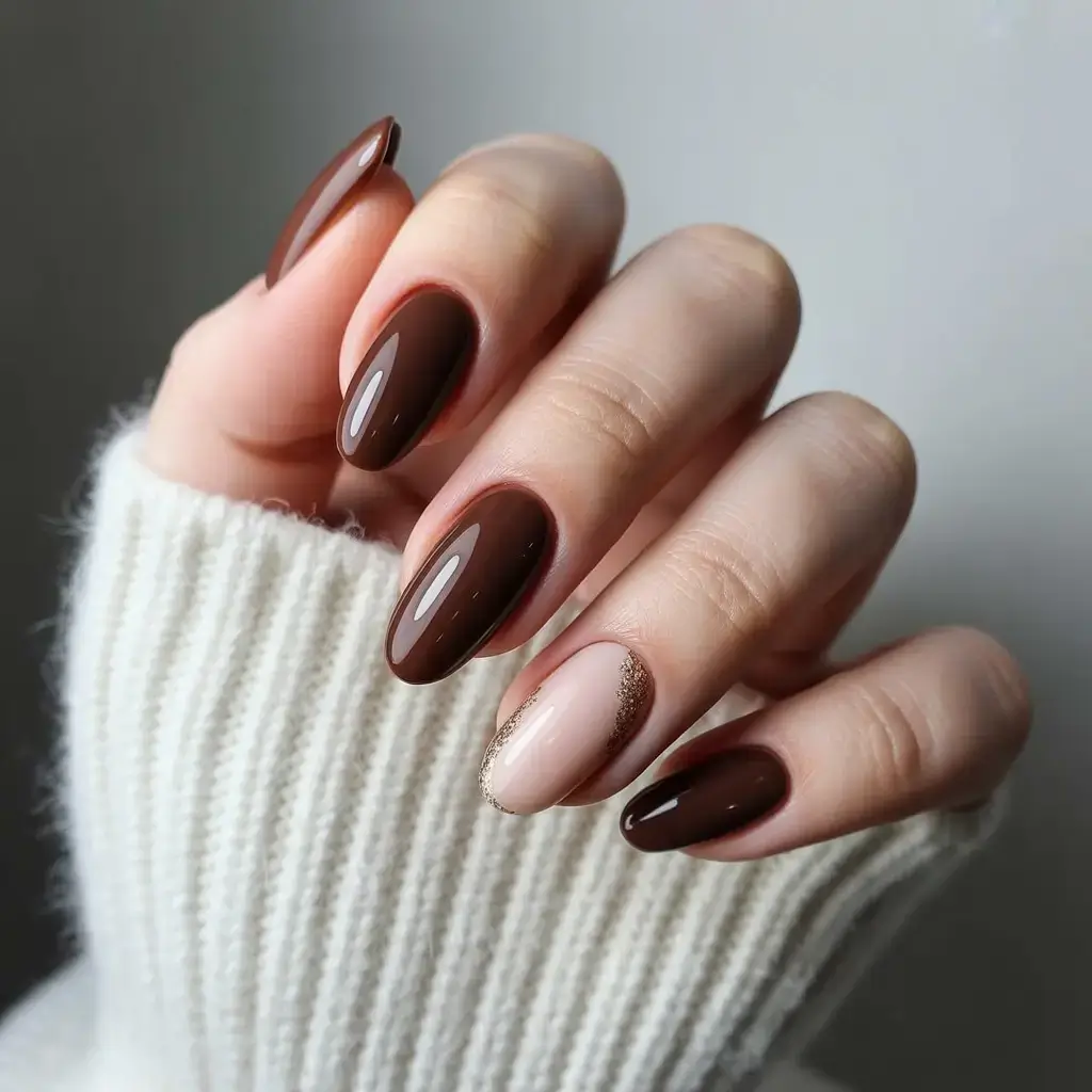 Fall Nail Design and Color for November 2025 Chestnut Glow