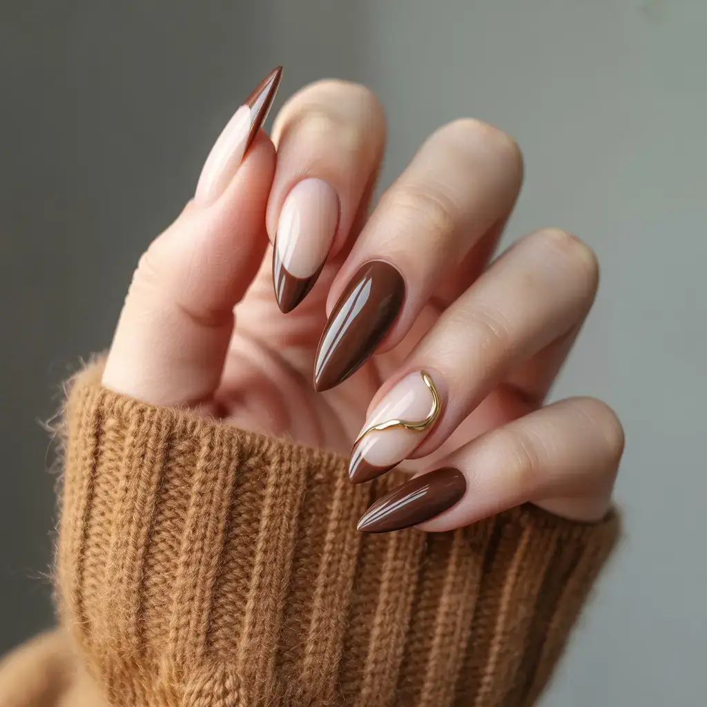 Fall Nail Design and Color for November 2025 Caramel French Revival