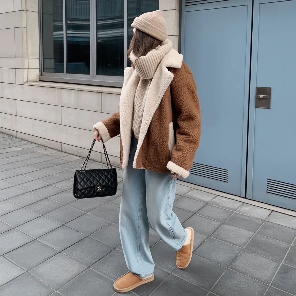 Fall to Winter Outfits 2025 Everyday Warmth Shearling and Soft Denim