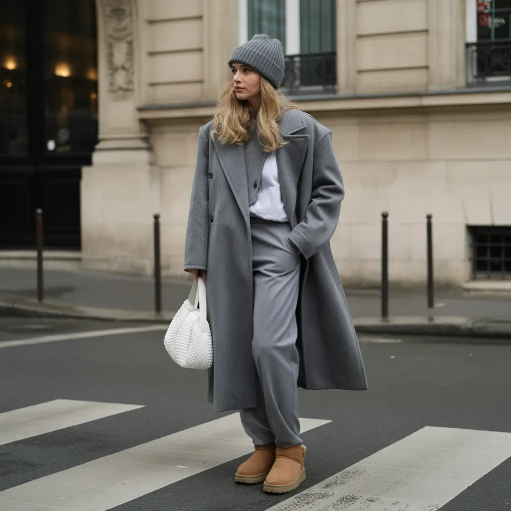 Fall to Winter Outfits 2025 Grey Monotone Winter Serenity