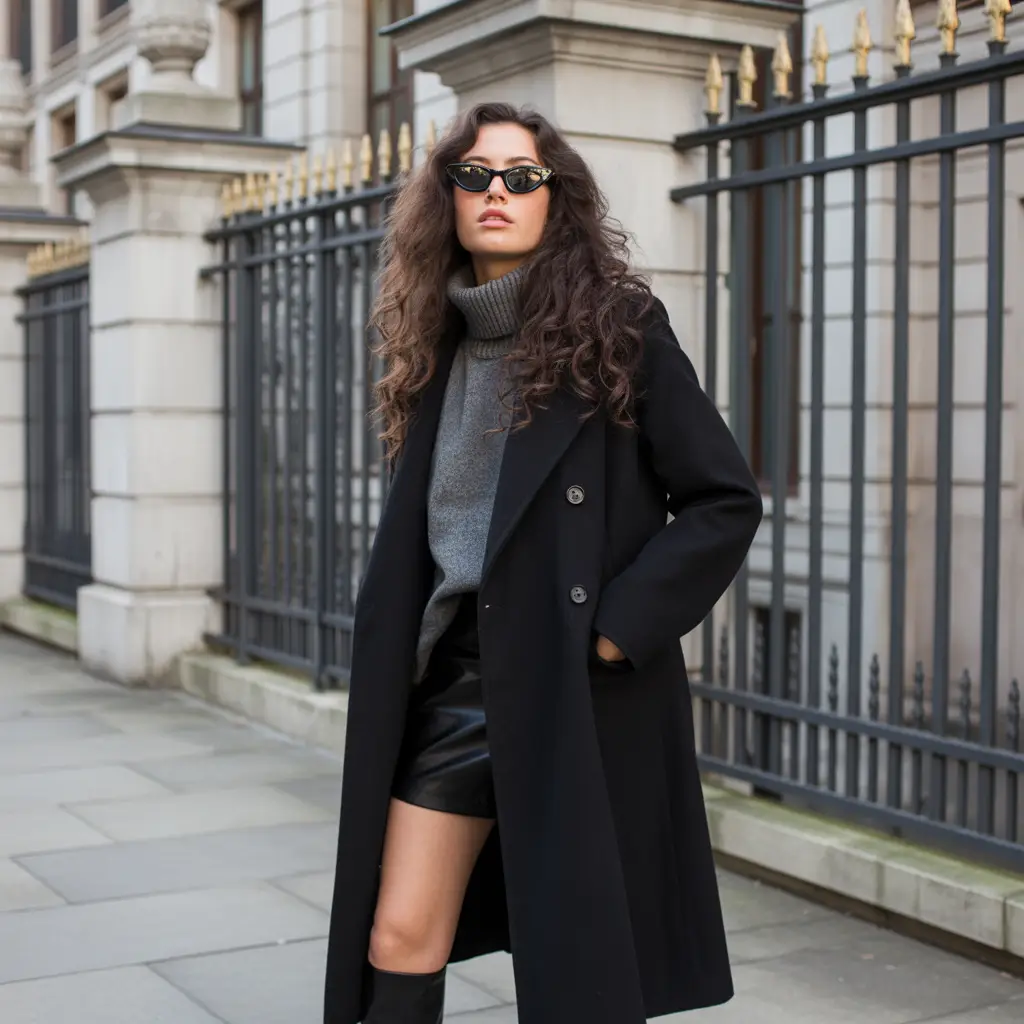 Fall to Winter Outfits 2025 Monochrome Cool Black Leather & Unapologetic Style