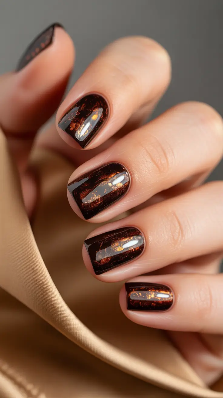 Fall & Winter Nail Colors Trends 2025-2026 Molten Amber Elegance