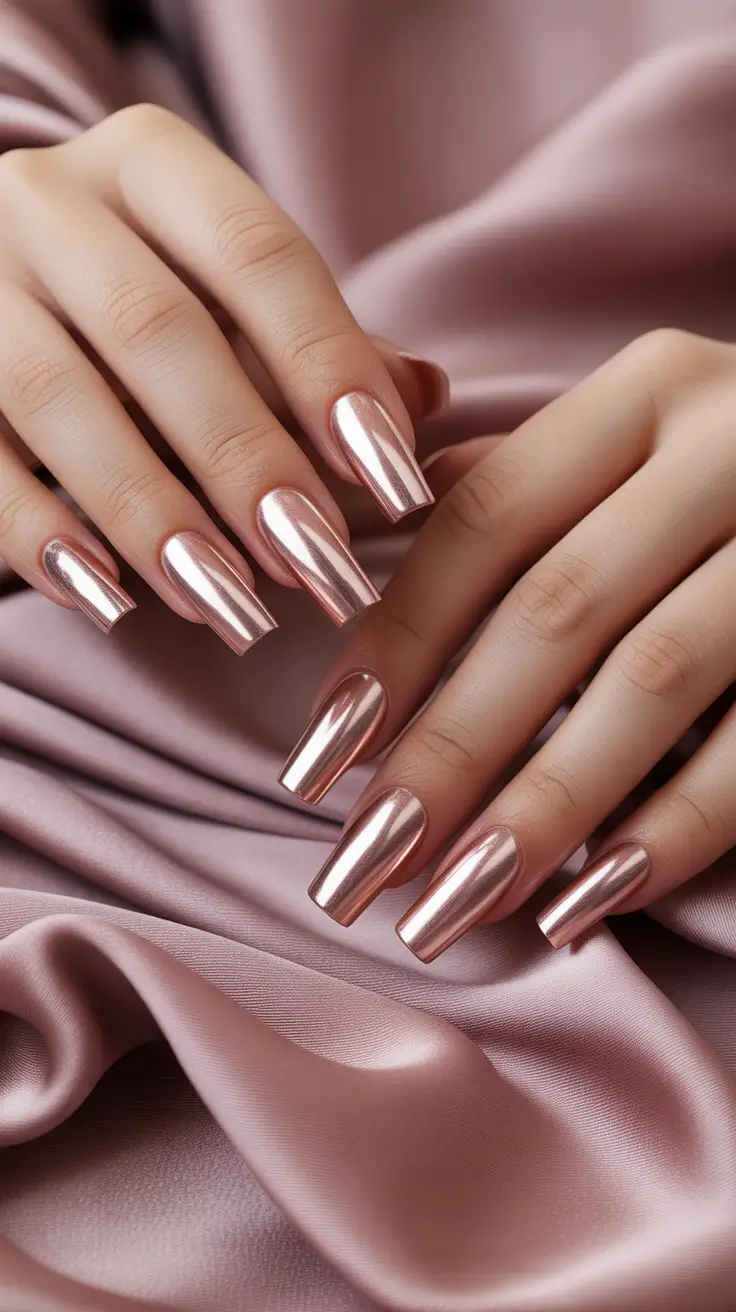 Fall & Winter Nail Colors Trends 2025-2026 Rose Chrome Allure