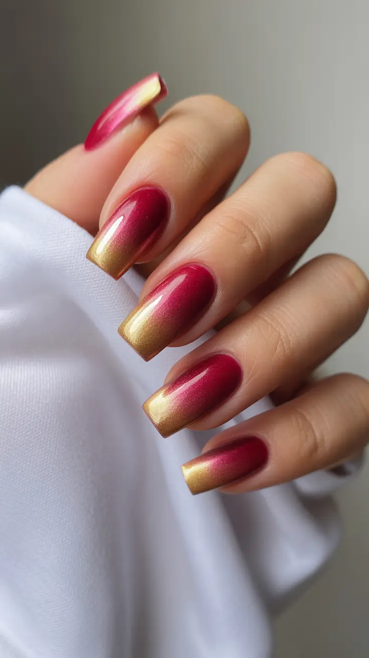 Fall & Winter Nail Colors Trends 2025-2026 Golden Cranberry Fade