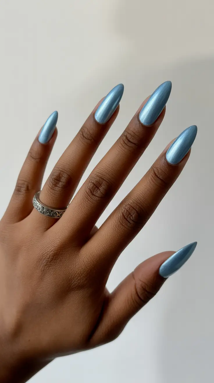 Fall & Winter Nail Colors Trends 2025-2026 Frosted Blue Whisper