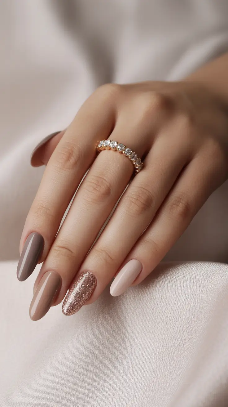 Fall & Winter Nail Colors Trends 2025-2026 Toffee & Champagne Harmony